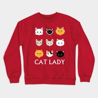 Cat Lady - Cat Faces Cute Girls Womens Shirt Crewneck Sweatshirt